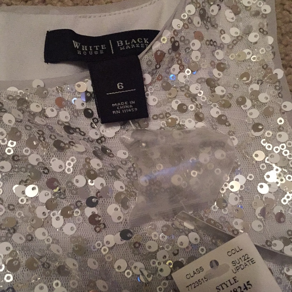 WHBM Metallic silver sequin dress